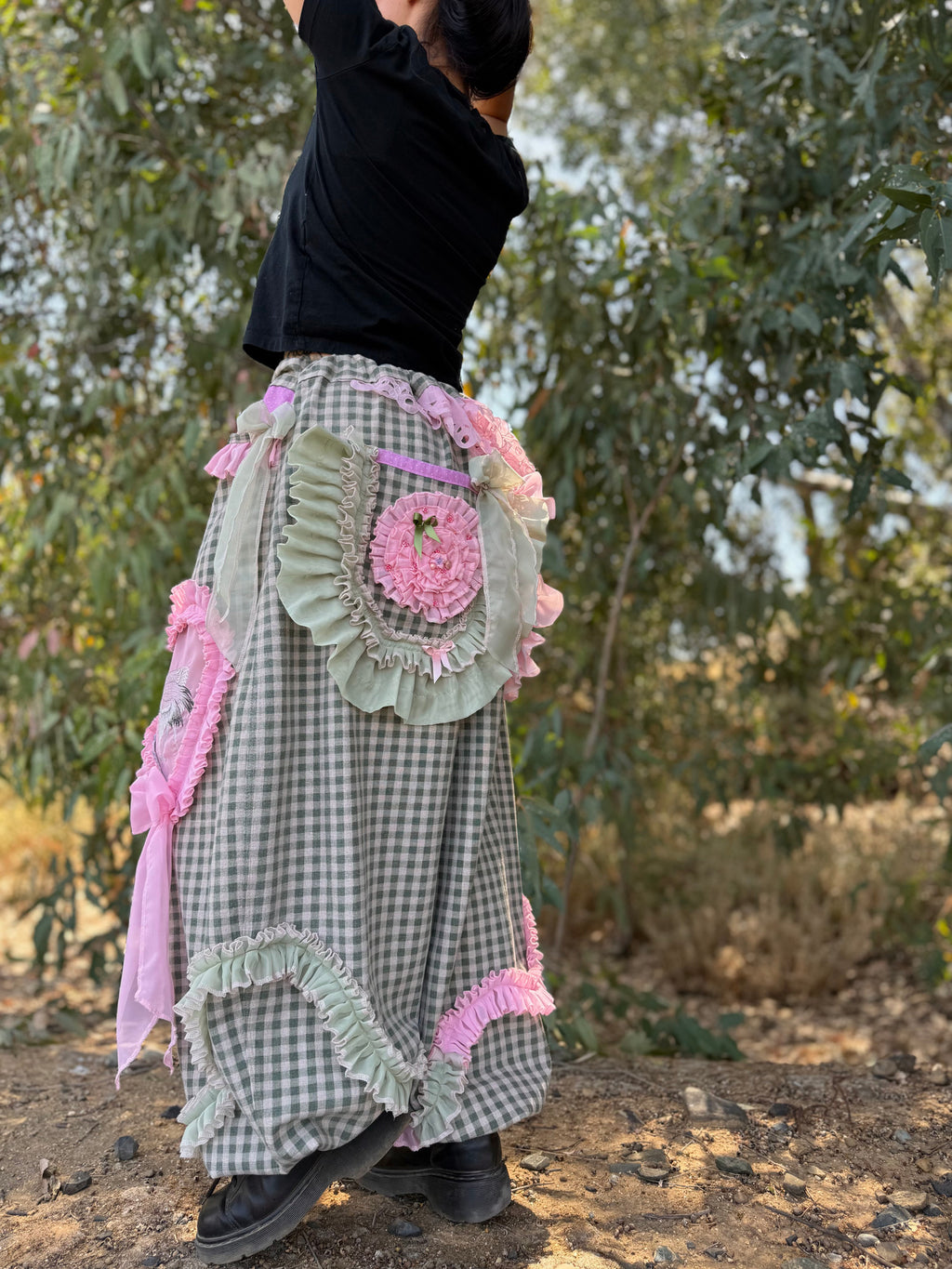 Upcycled Adjustable-Waist Ruffle Pants